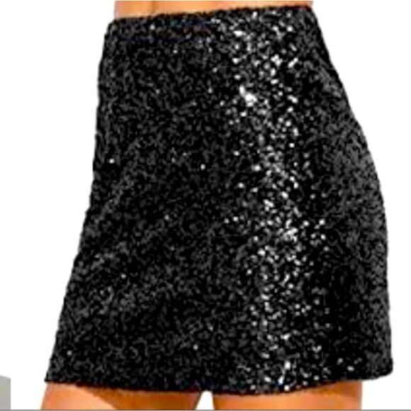 NEW Marc New York by Andrew Marc black sequined mini skirt - Picture 2 of 7